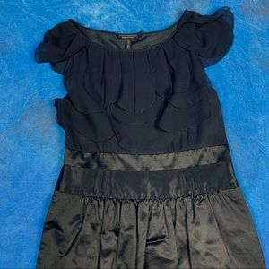 BCBG DESIGNER PEPLUM RUFFLED BLACK MINI DRESS